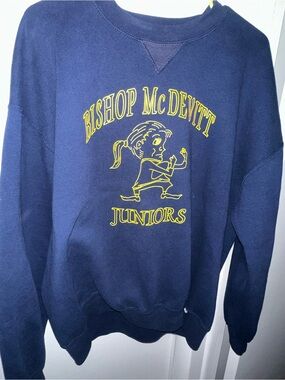 Russell Athletic Navy Crewneck Sweatshirt with Yellow Graphic